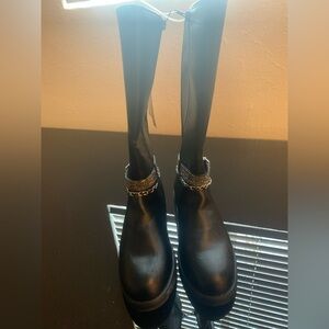 Brand New Madden NYC Black Women's Ankle Boots with Chain and Rhinestone Strap
